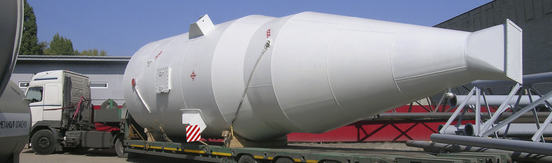 Steel silo delivery at facility